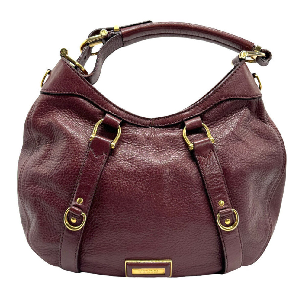Burberry Burgundy Red Gold Leather Shoulder Bag - Picture 1 of 4